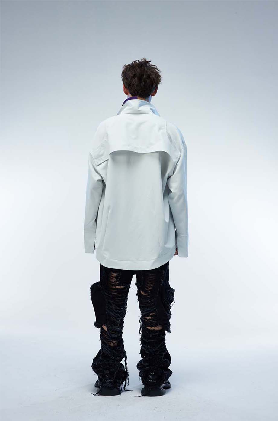 Contrast collar silhouette loose shirt