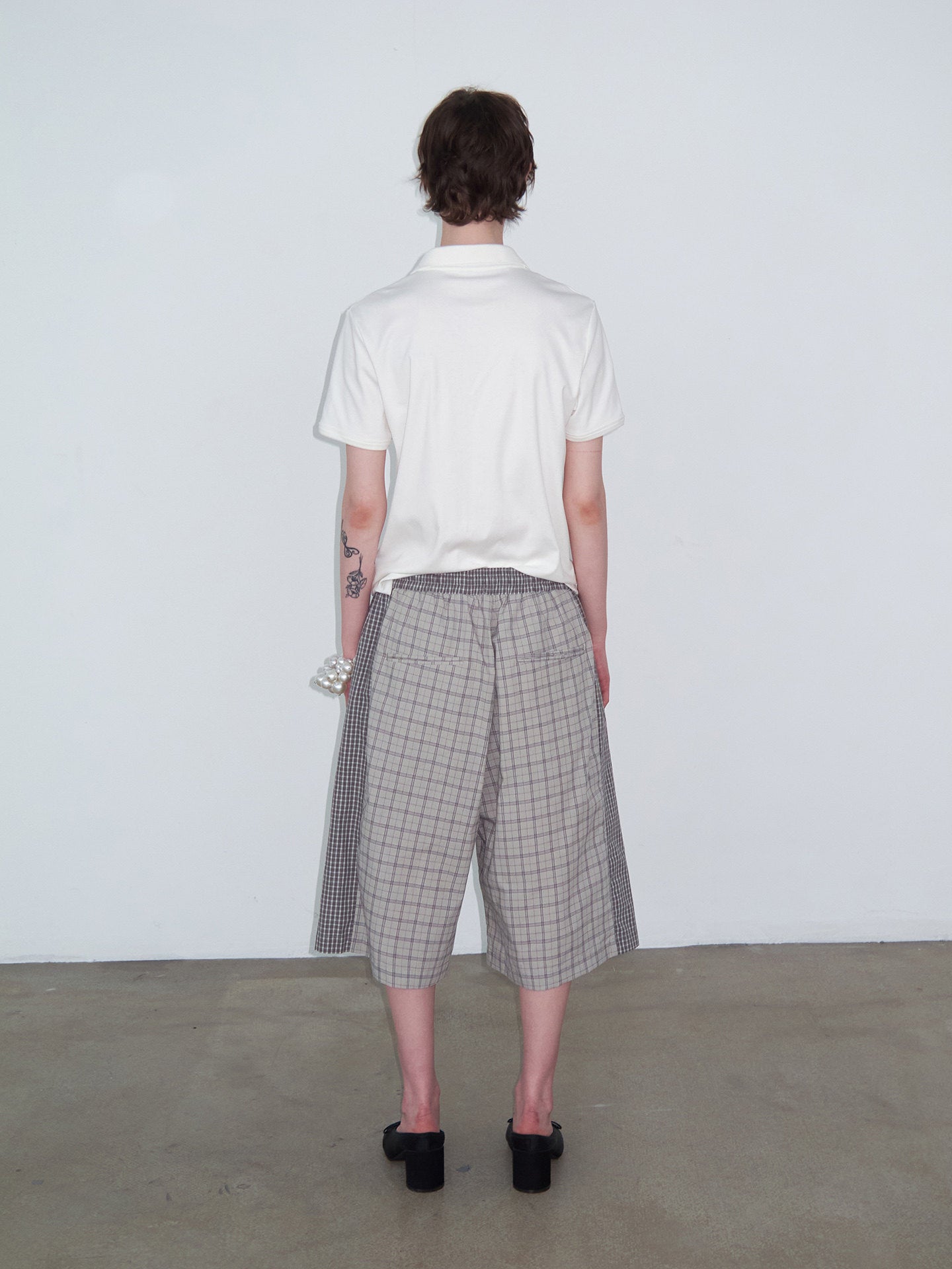Checkered Patchwork Color-Block Shorts