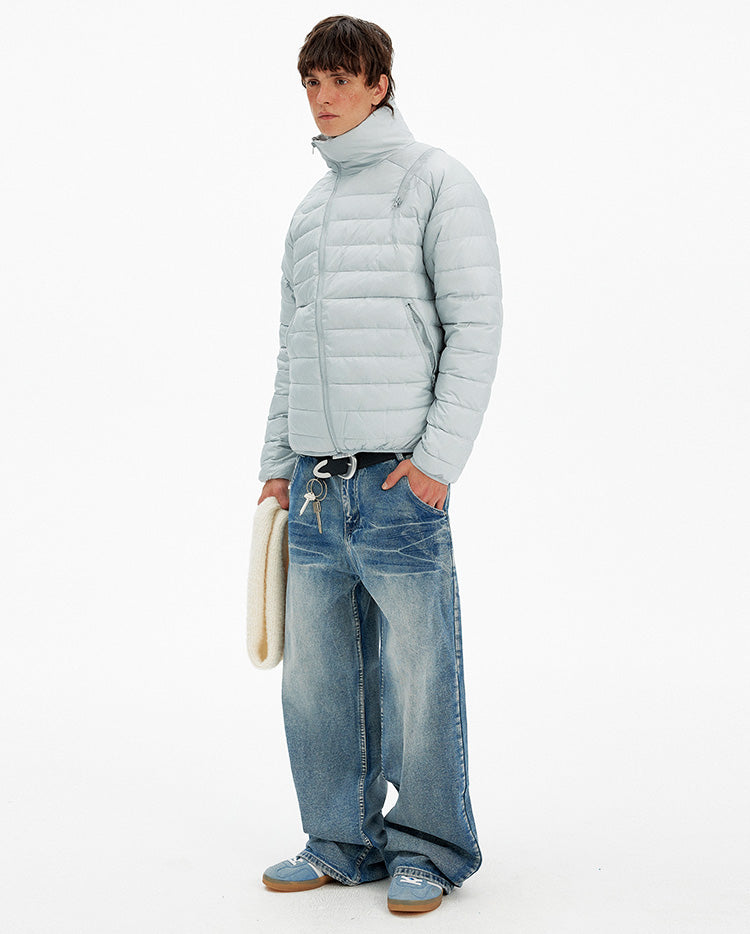 Simple Diagonal Zipper Down Jacket