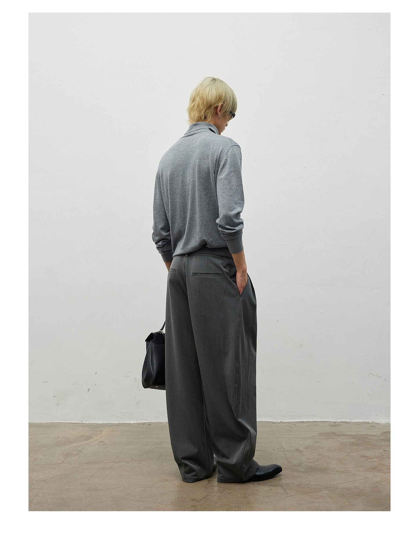 Double-pleated Casual Pants with Belt