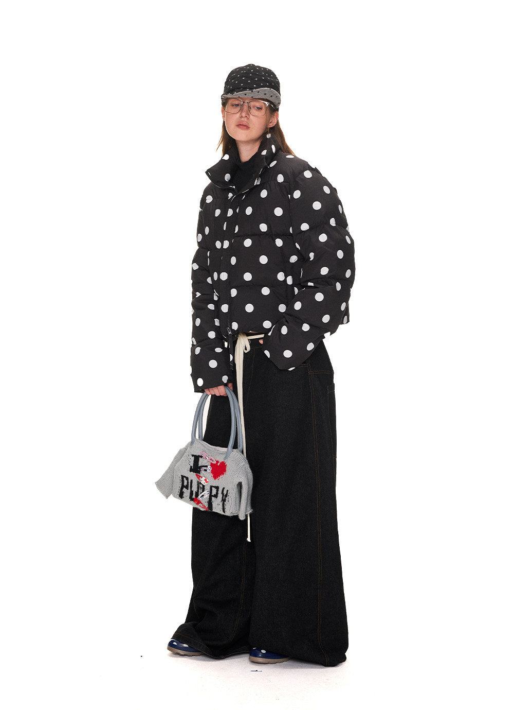 Letter Design Knit Bag