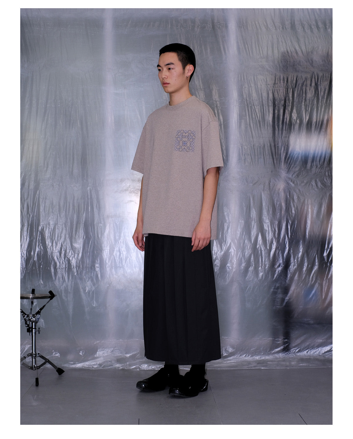 Grid Flower Print T-shirt