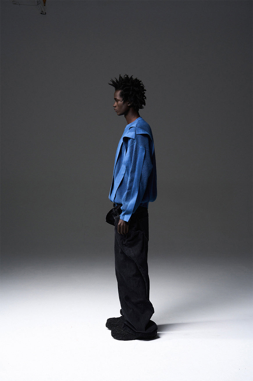 Multi-textured Round Neck Sweater