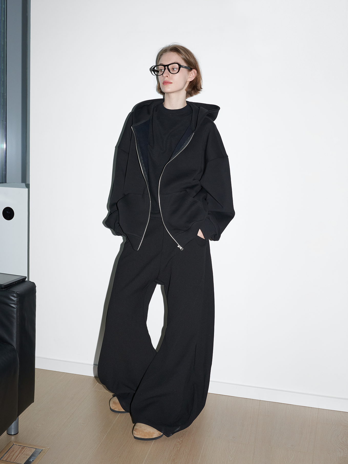 Zipper Loose Hooded Sweatshirt