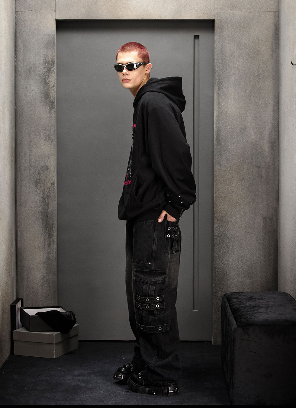 High Street Punk Band Print Hoodie