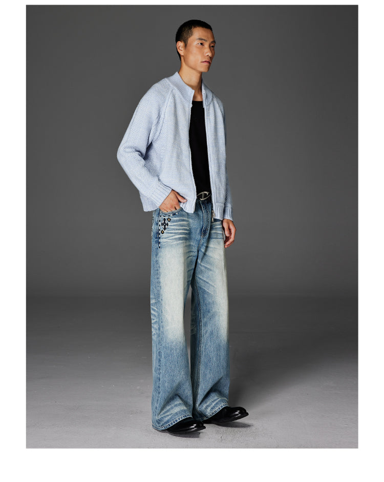 Embroidered washed jeans