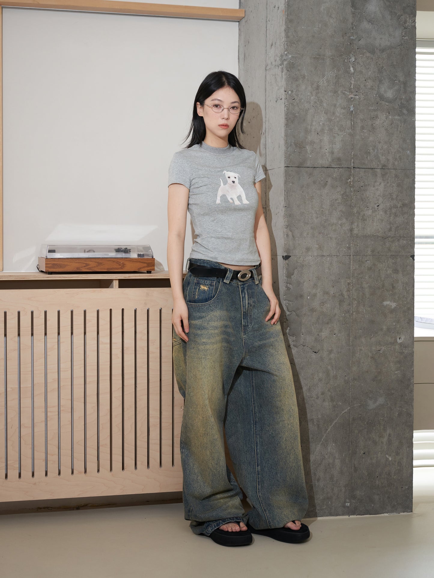 Old wash unisex jeans