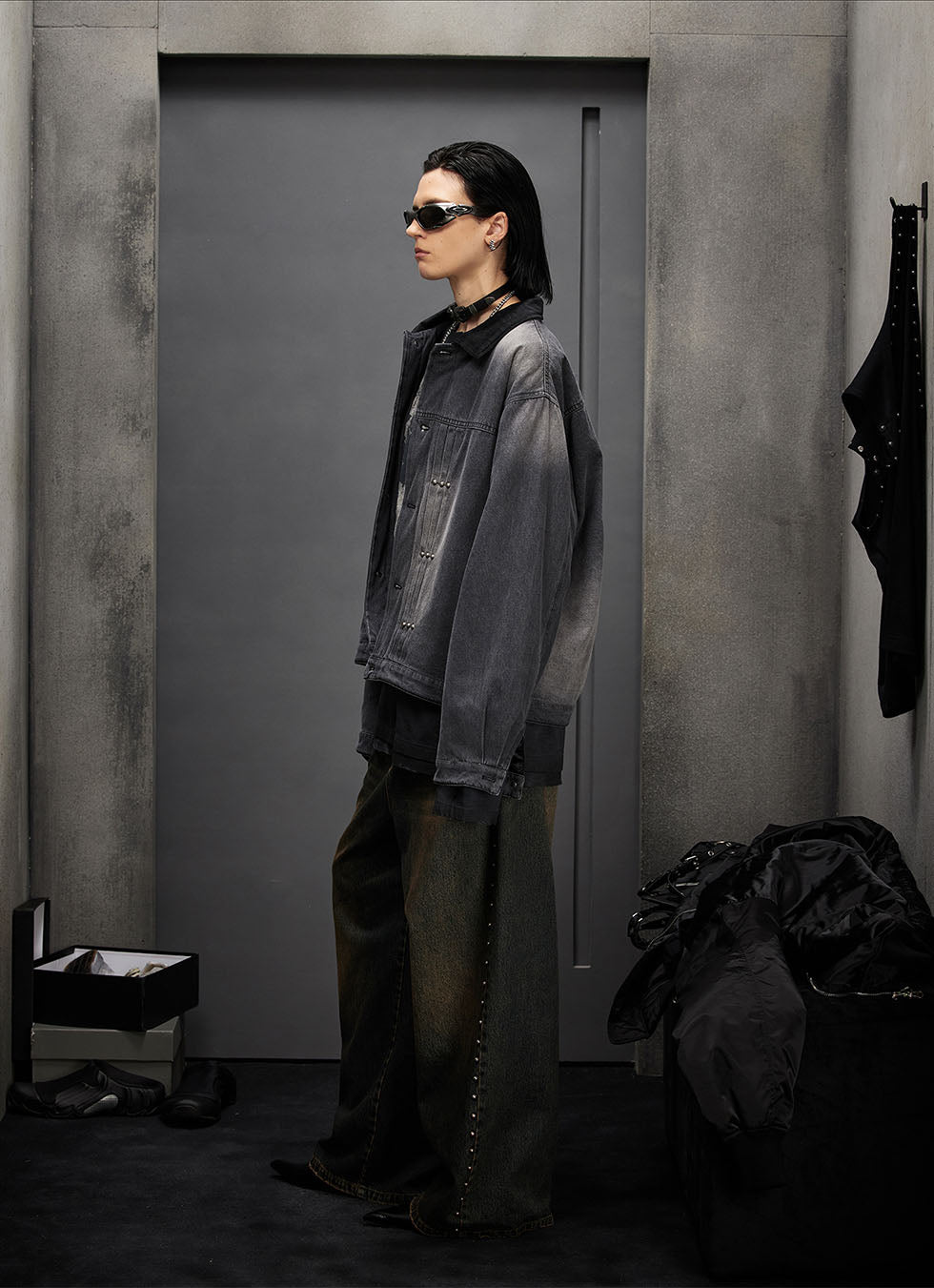 Washed Aged Gradient Denim Jacket