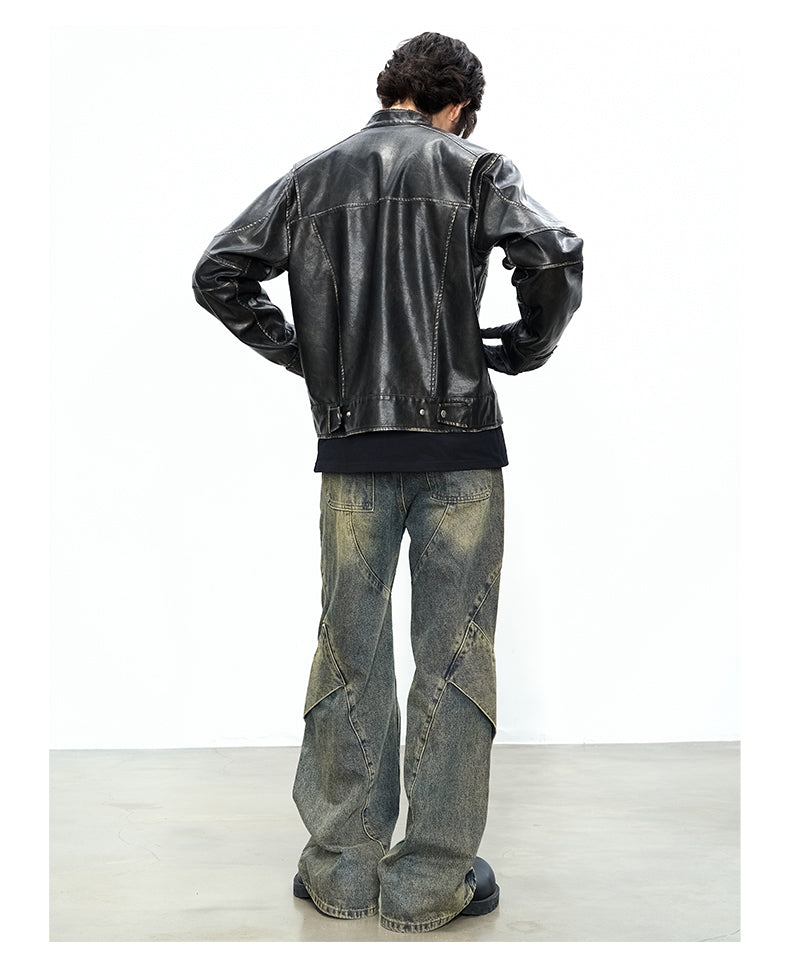 Dirty wash wide leg jeans