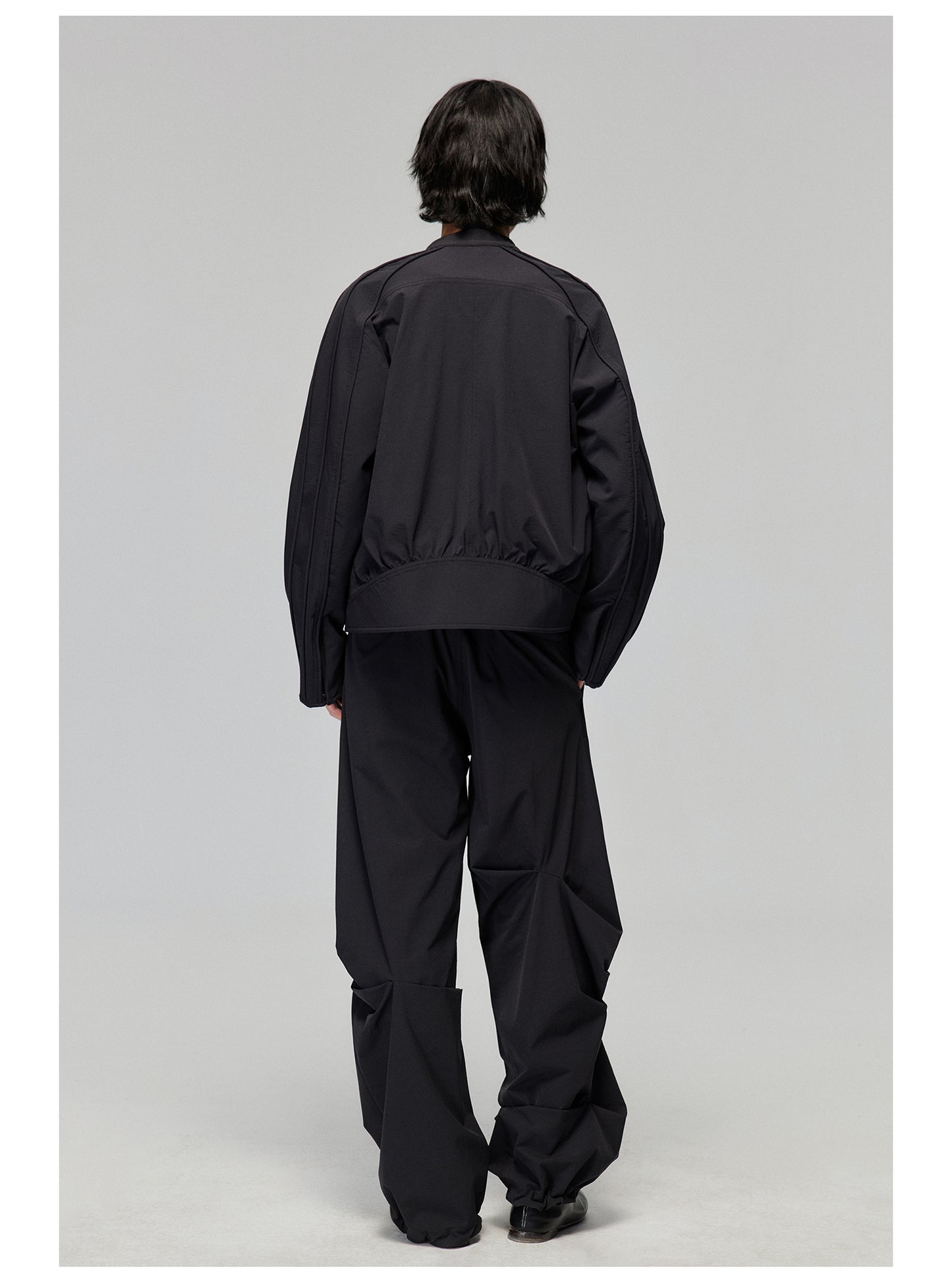 Beaded Zipper Stand Collar Jacket