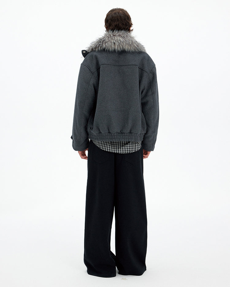 Deconstructed Faux Fur Collar Coat