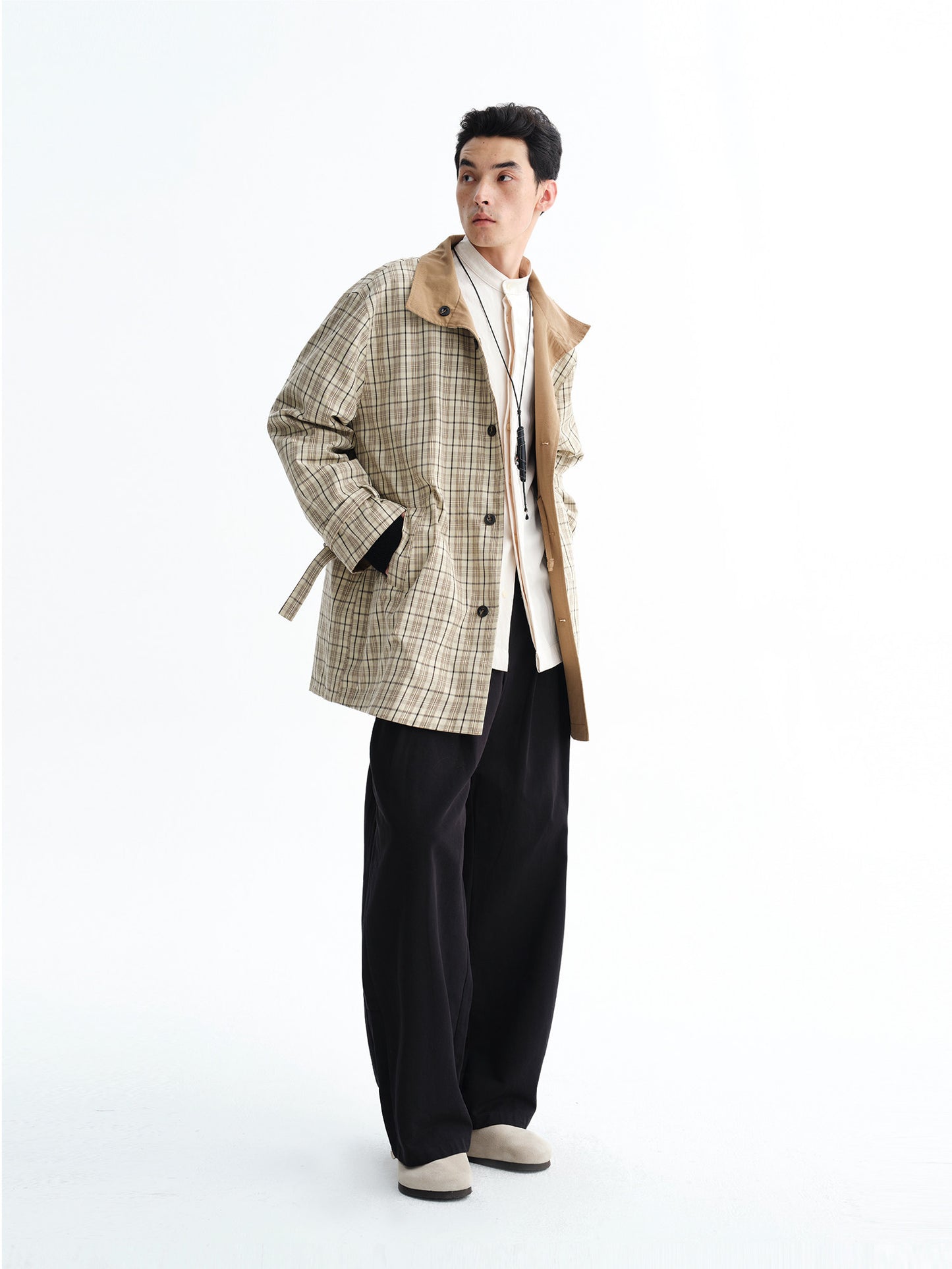 Reversible Check Pattern Coat