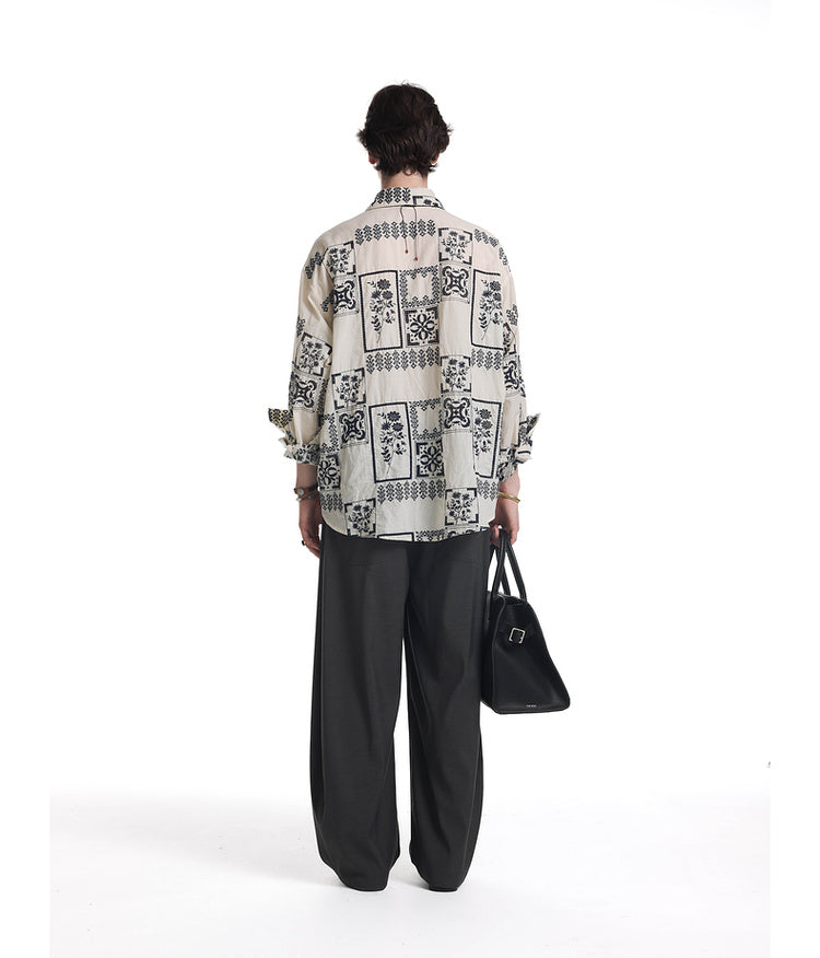 Embroidered contrast color shirt