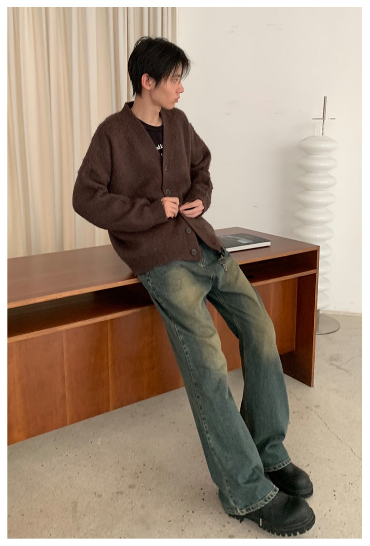 Damaged micro flare jeans