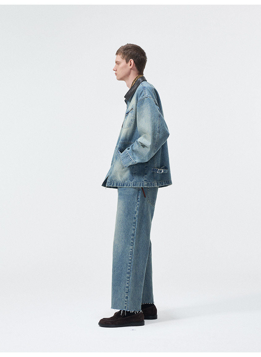 Wash Blue Straight-Leg Jeans