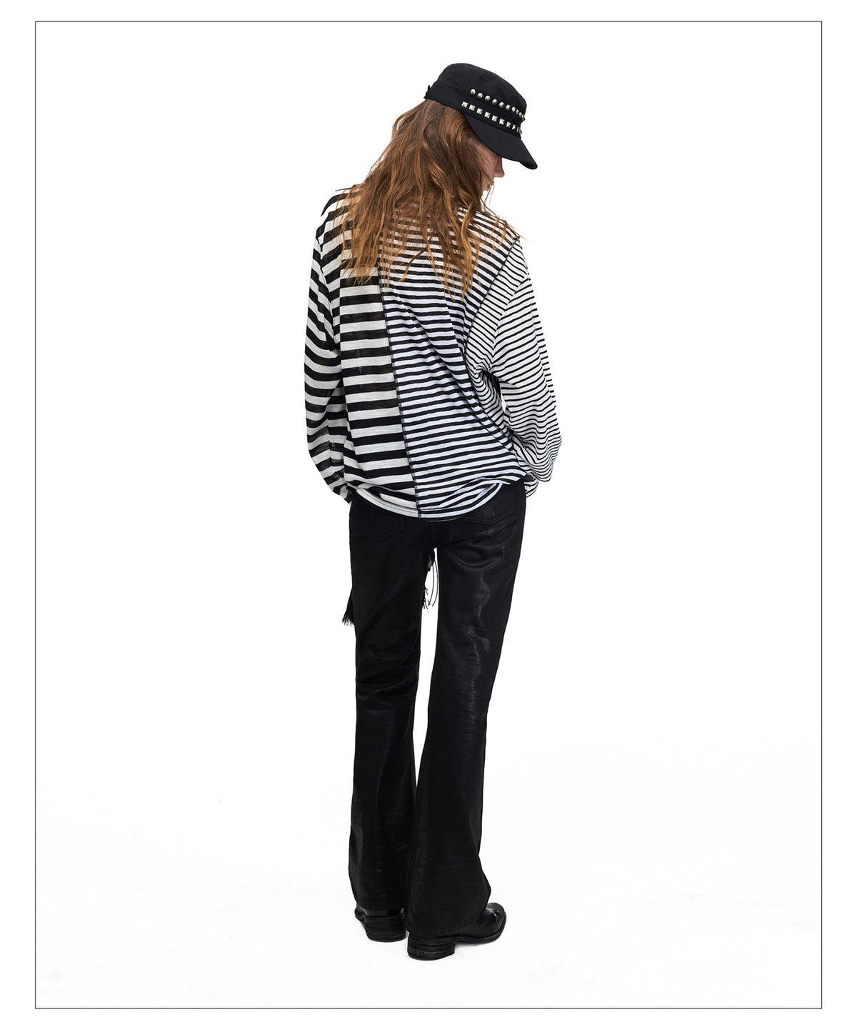 Matte-Wax Finish Skinny Denim Pants