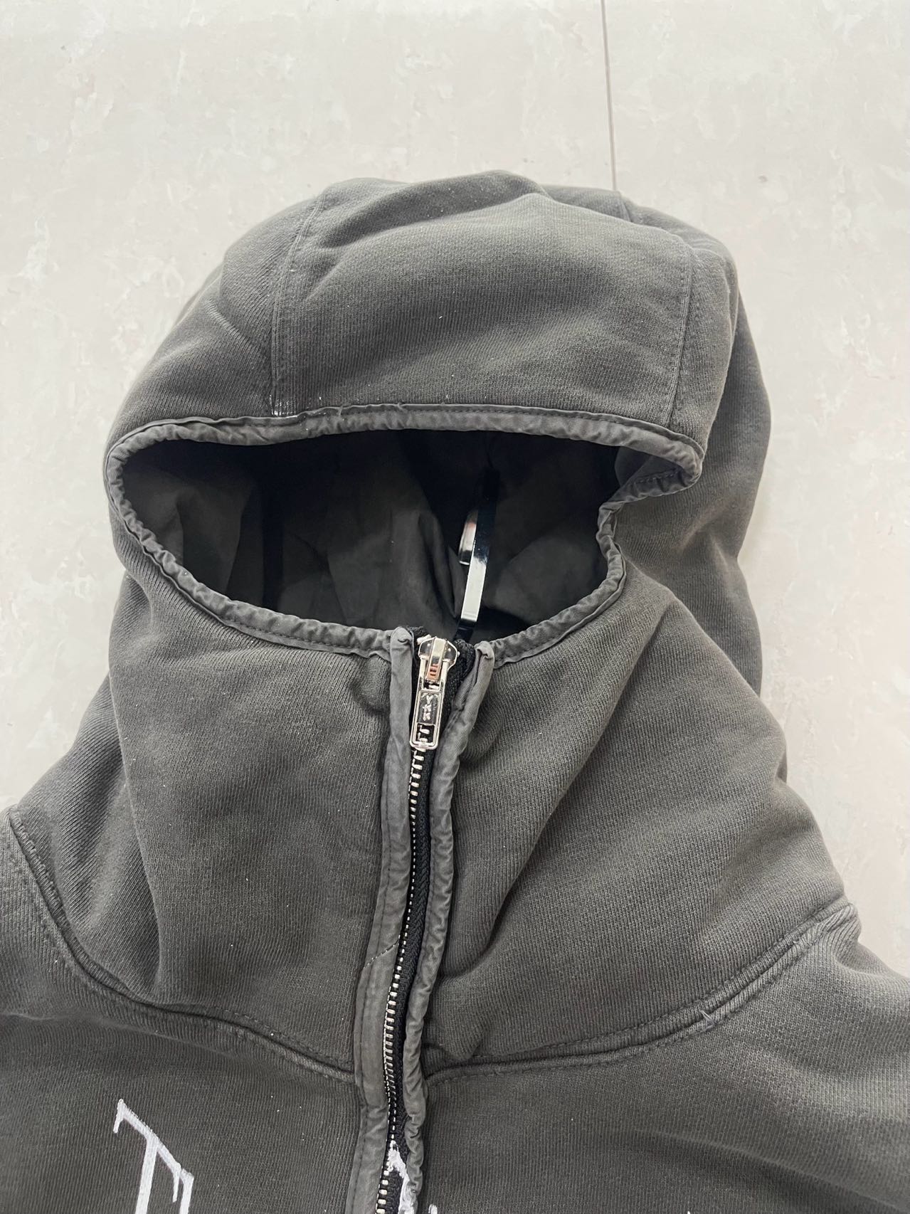 Damaged Washed Print Hoodie