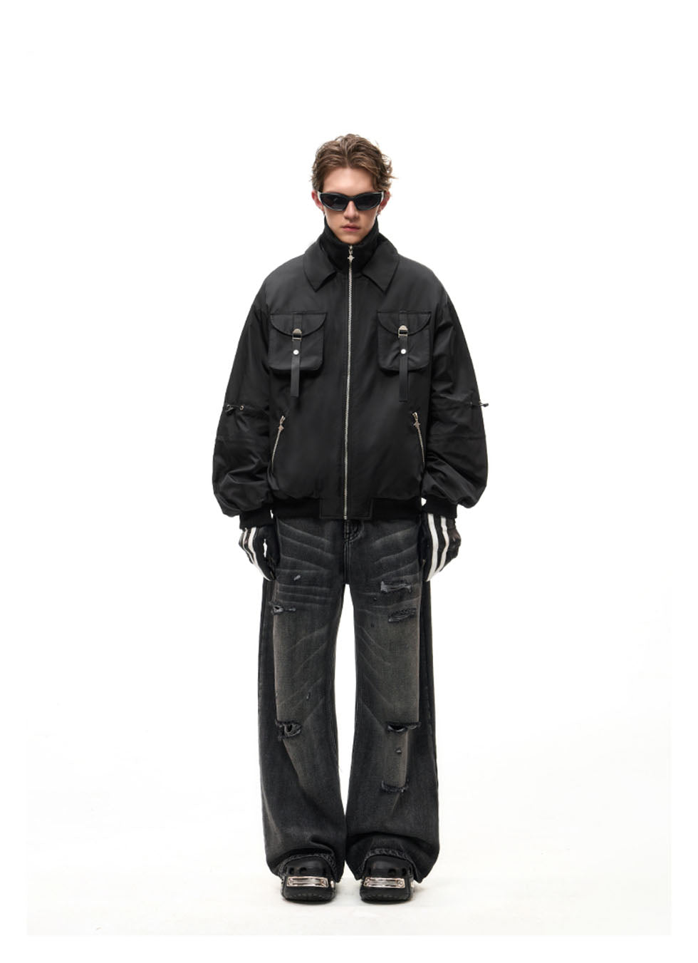 Metallic Loose Lapel Jacket