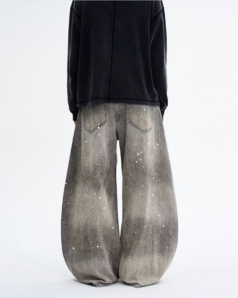 Paint Splatter Design Curve Blade Jeans