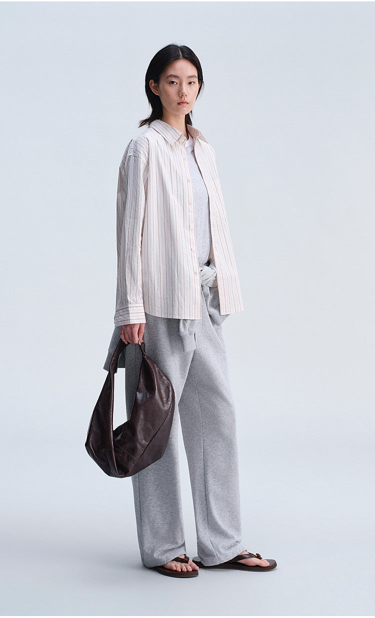 Casual Shirt with Color-Woven Stripes