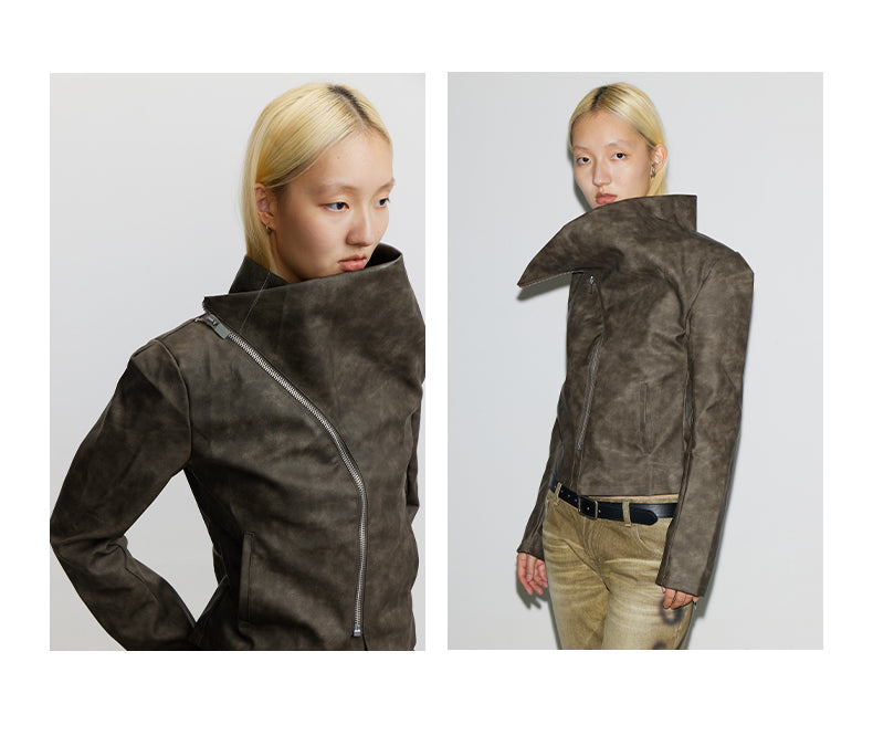 Slim fit leather jacket