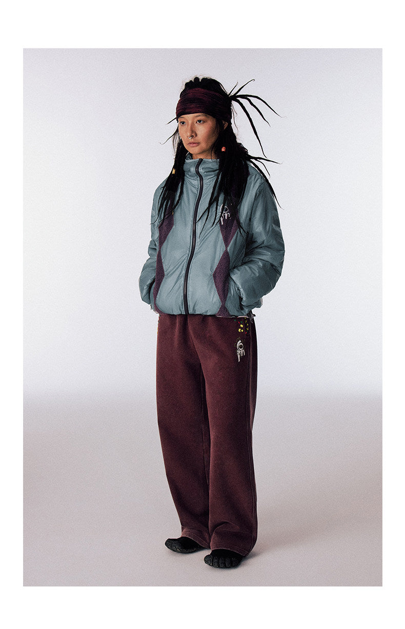 Diamond-Pattern Cotton Padded Jacket
