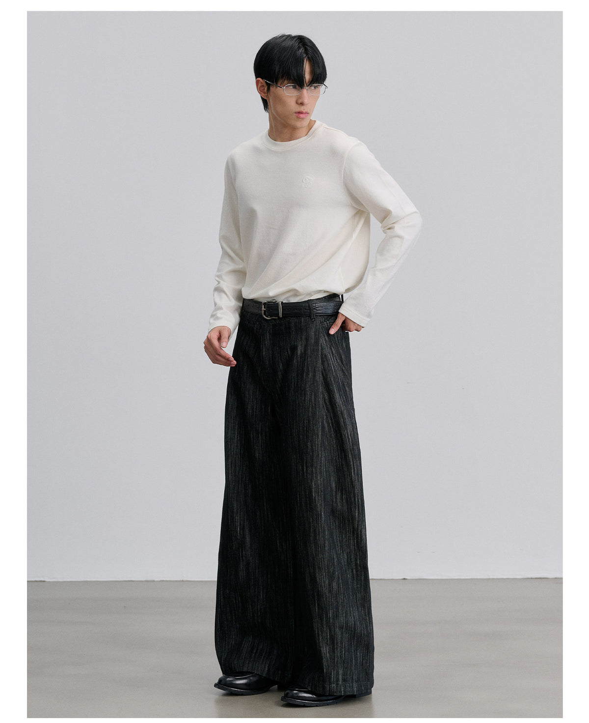 Niche Design Loose-Fit Wide-Leg Jeans