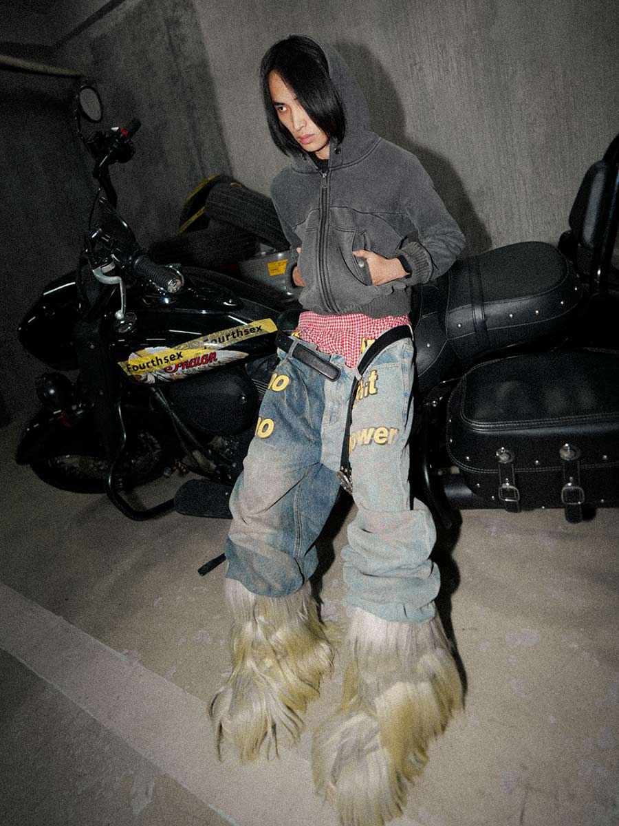 Double Waist Dirty Wash Jeans