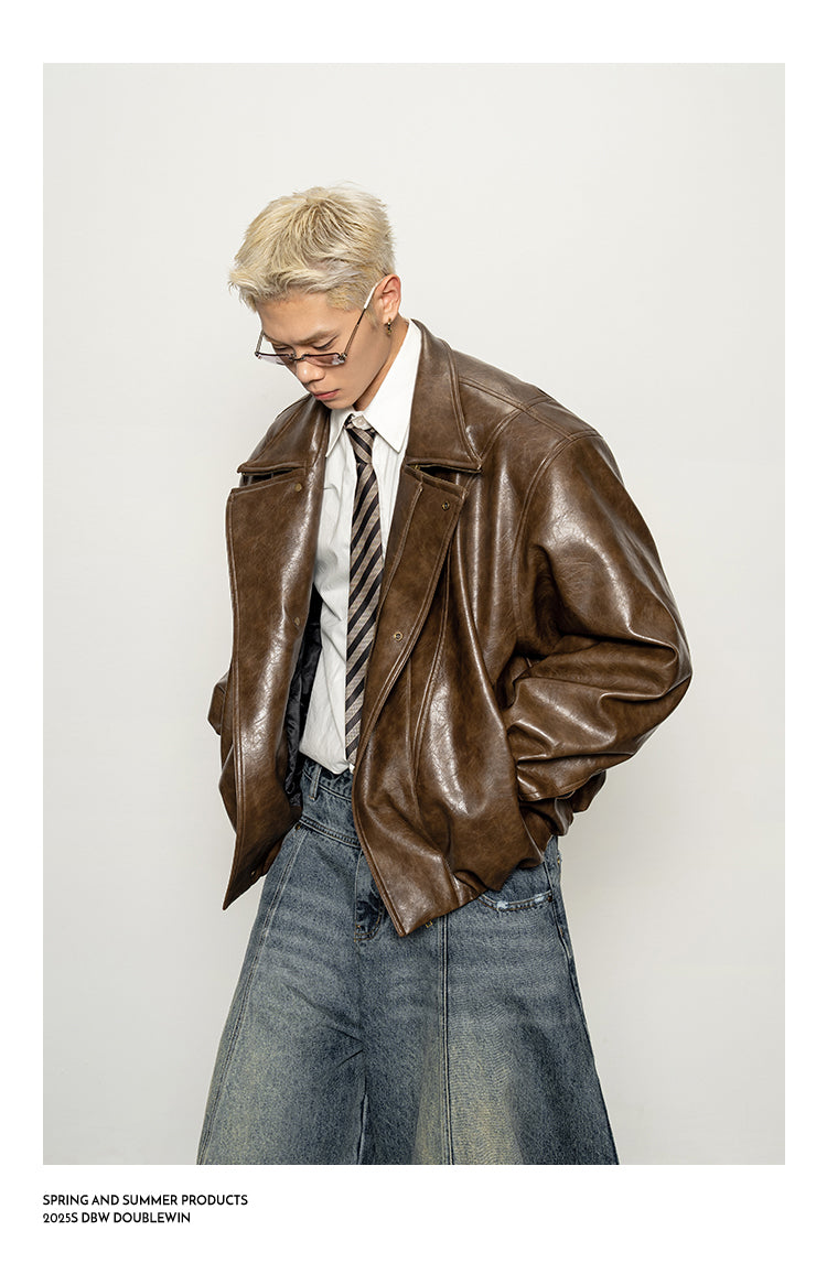 Glossy Waxed Leather Jacket