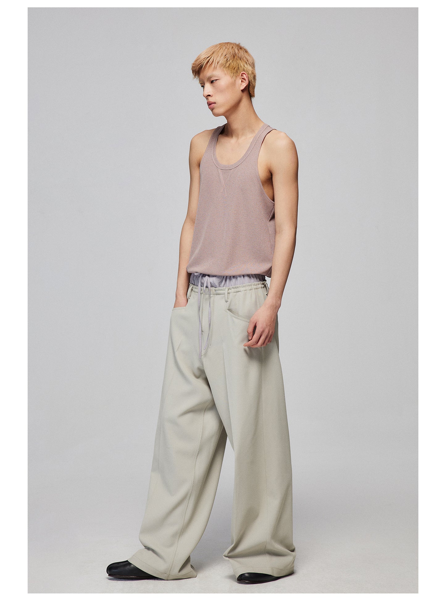 Faux two-piece casual pants