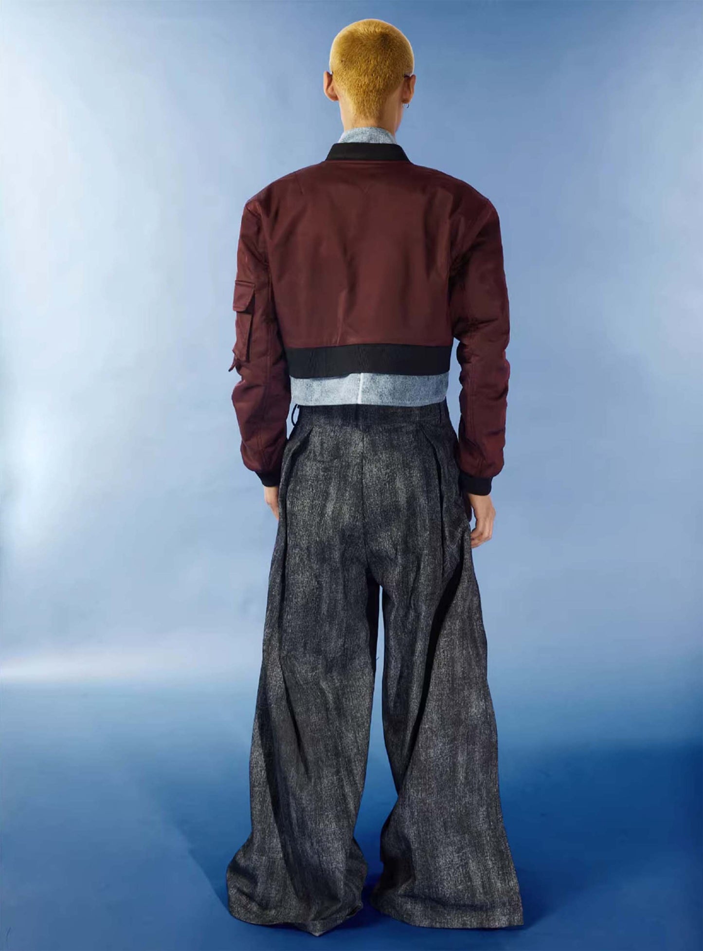 Washed Denim 2 Piece Short Air Force Jacket