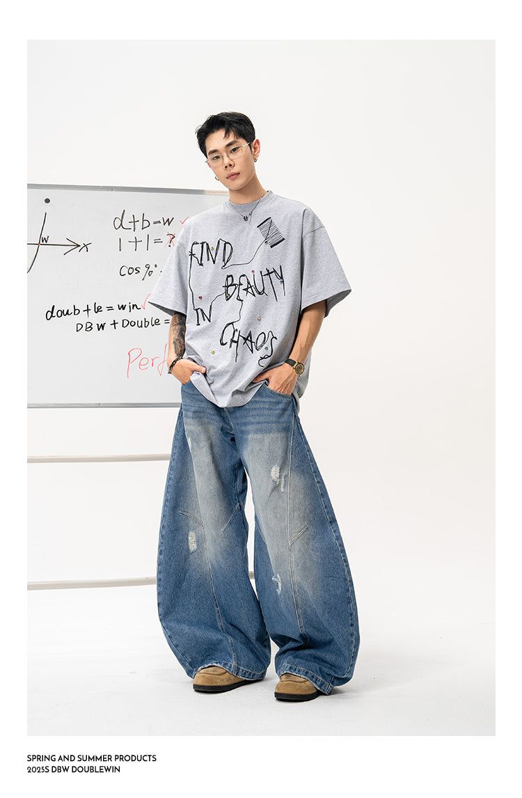 Graffiti Embroidered Loose T-Shirt