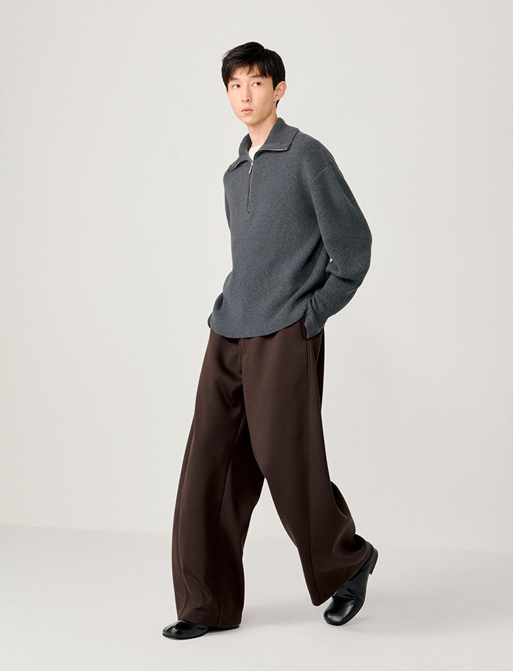 Half-Zip Stand Collar Sweater
