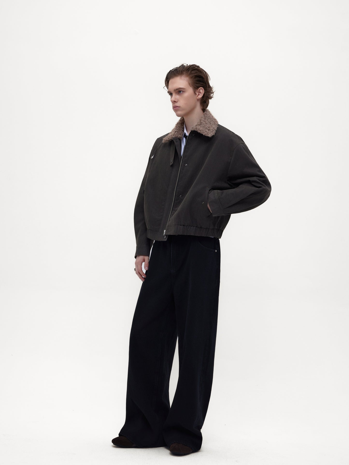 Fur Collar Wax-Coated Jacket