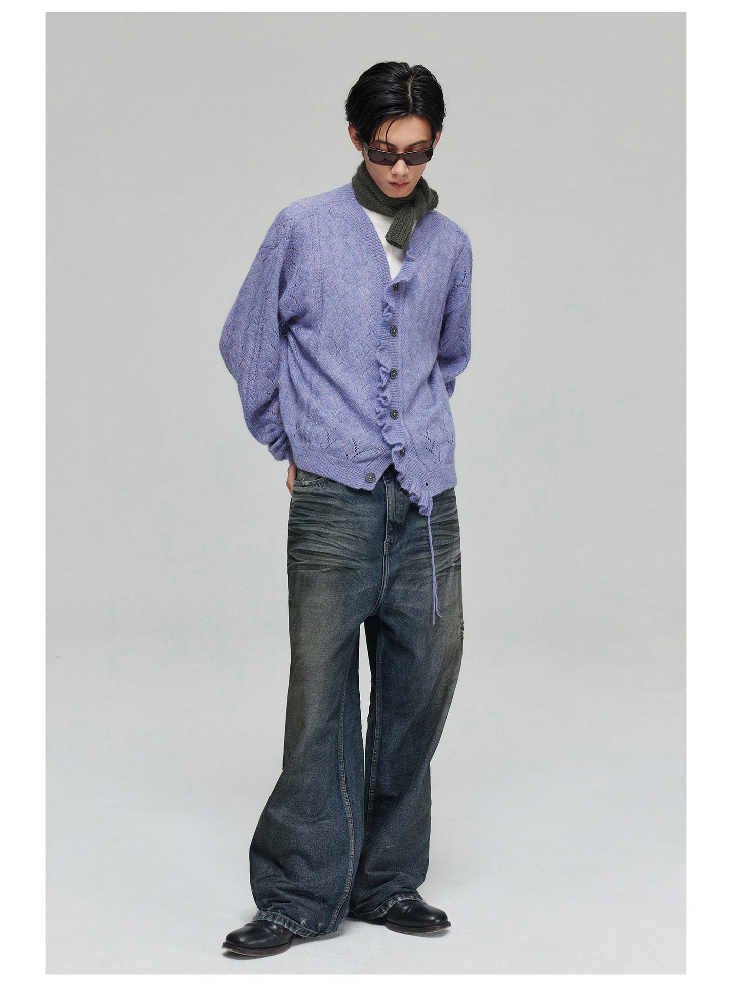 Mohair-blend knit cardigan