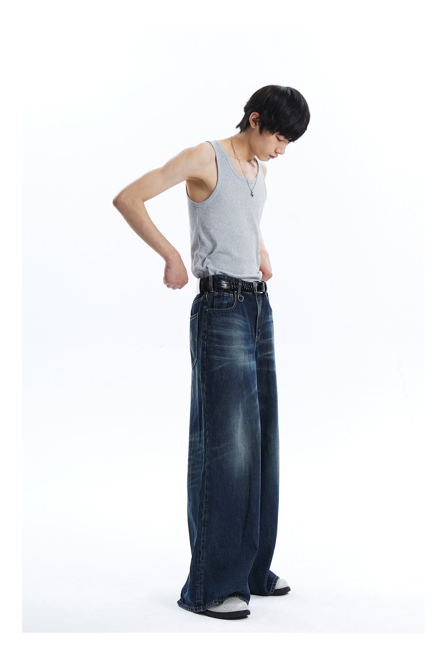 Washed Retro Wide Leg Jeans