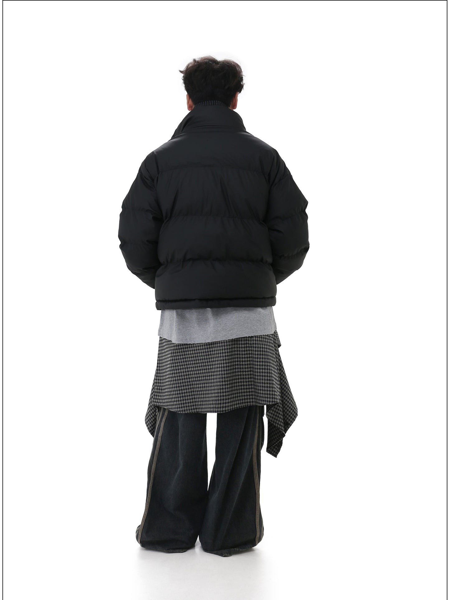 Faux Two-Piece Stand Collar Jacket