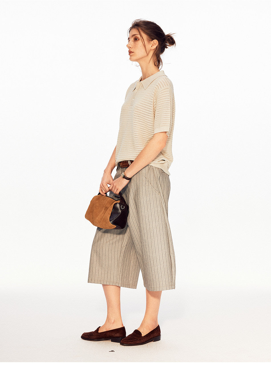 Striped Wide-Leg Shorts