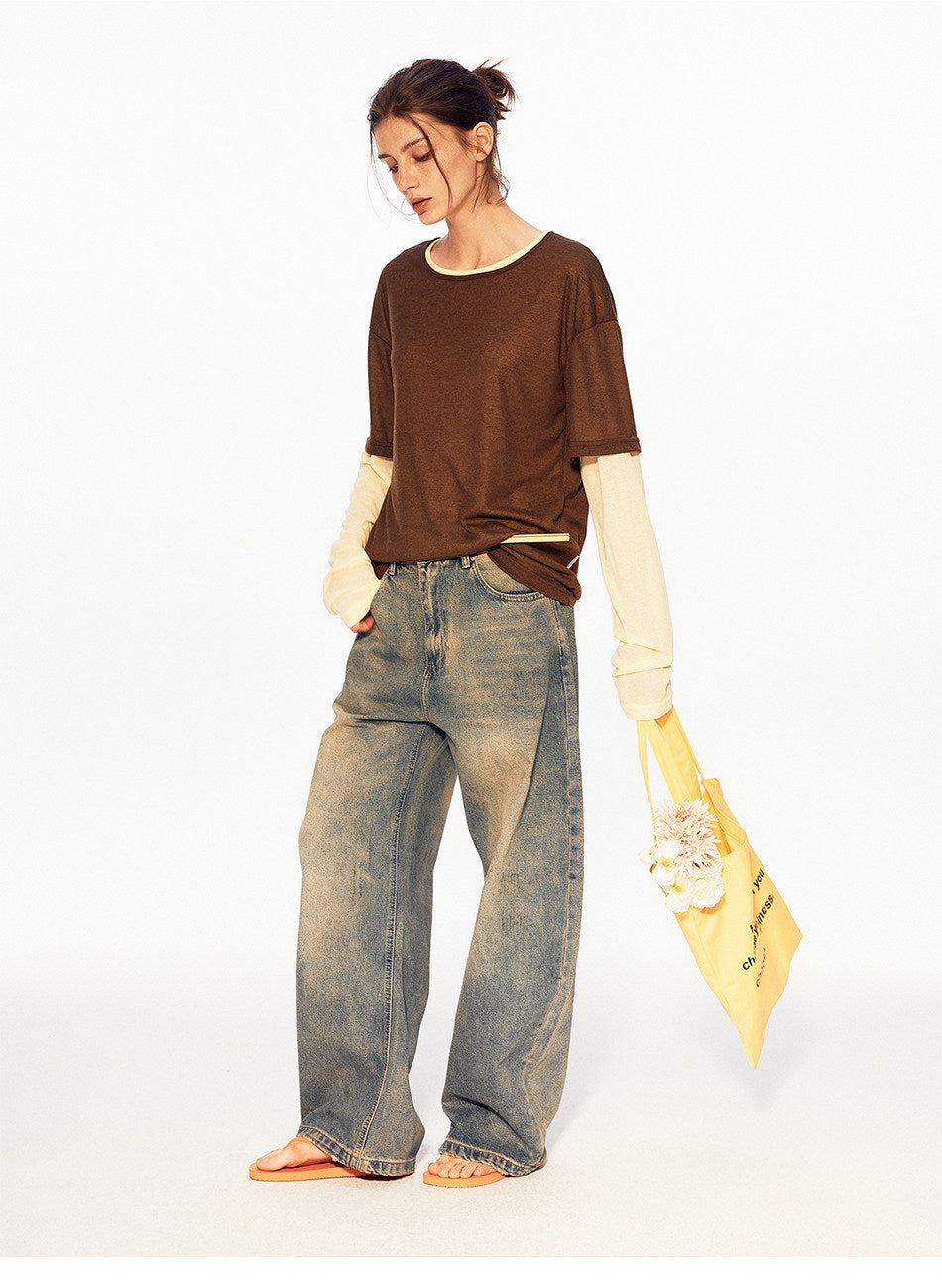 Vintage Wide-Leg Denim Pants