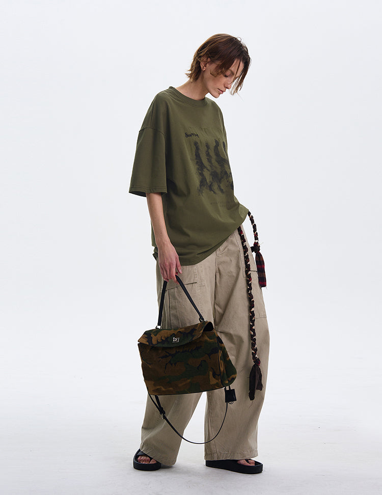 Loose-fitting casual printed T-shirt