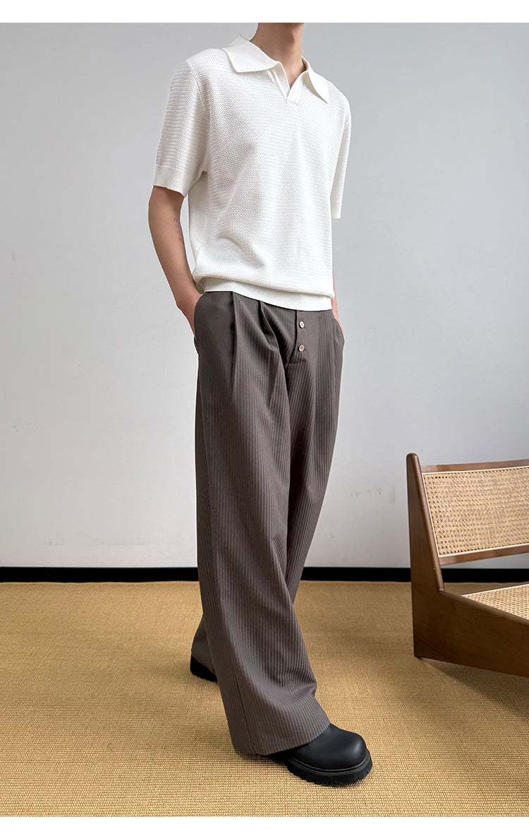 Pleated Casual Straight Pants