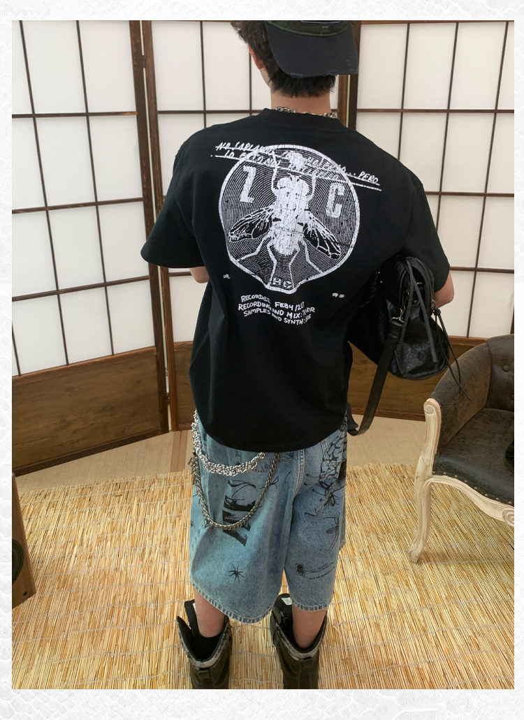 Old Print Short-Sleeved T-Shirt