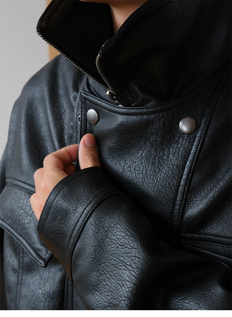 Double Collar Leather Jacket