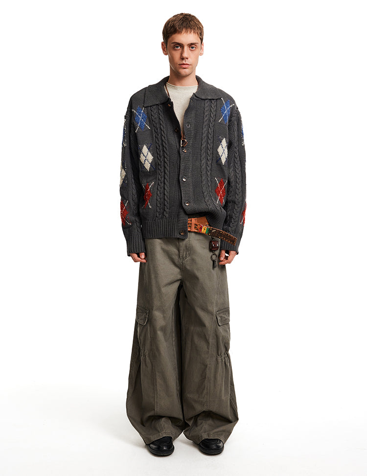 Cable-Knit Diamond Cardigan