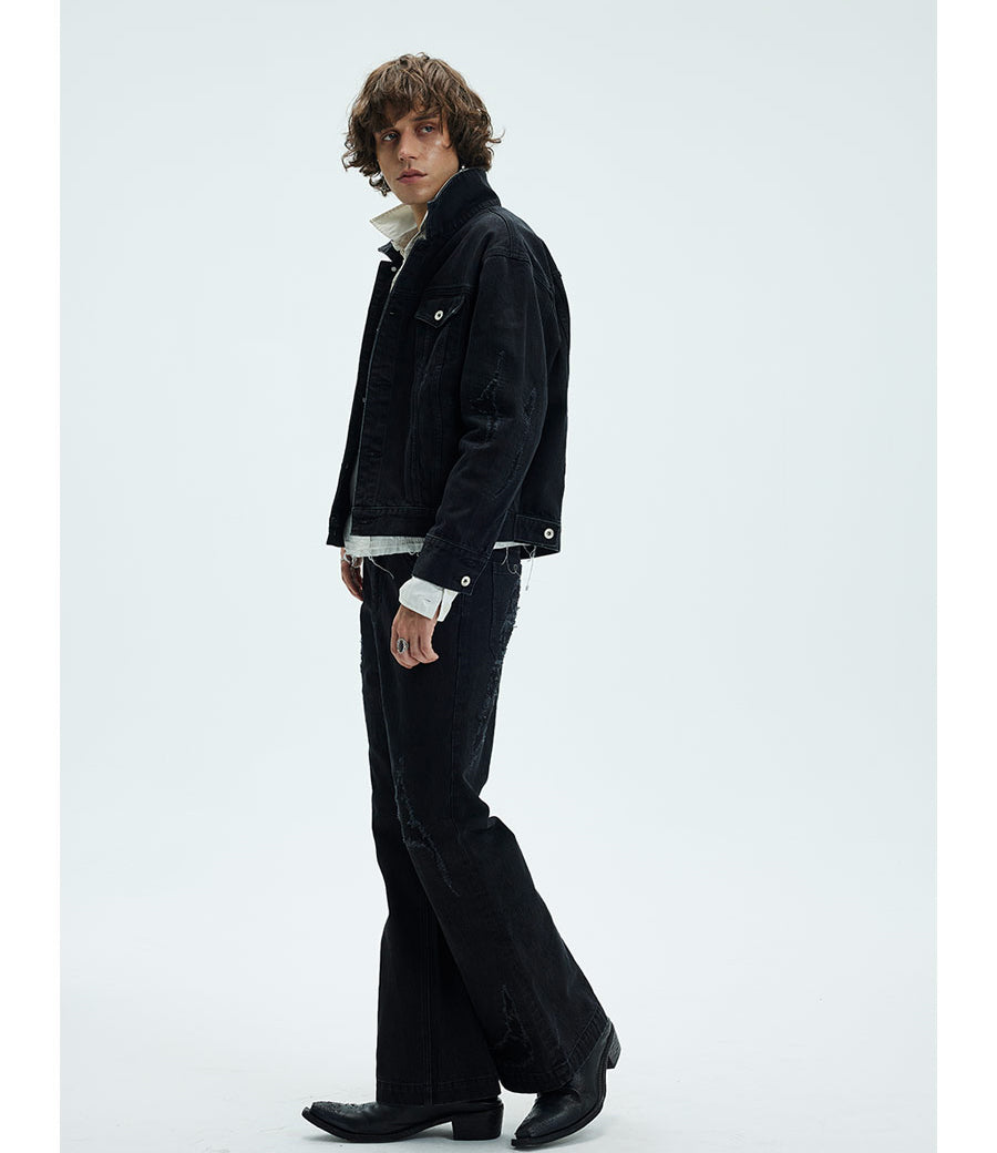 Washed Short Wide Denim Jacket