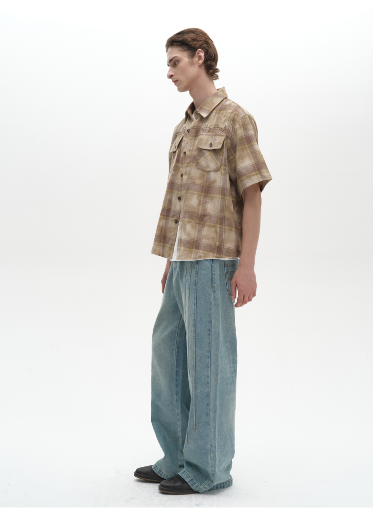 Washed plaid western shirt