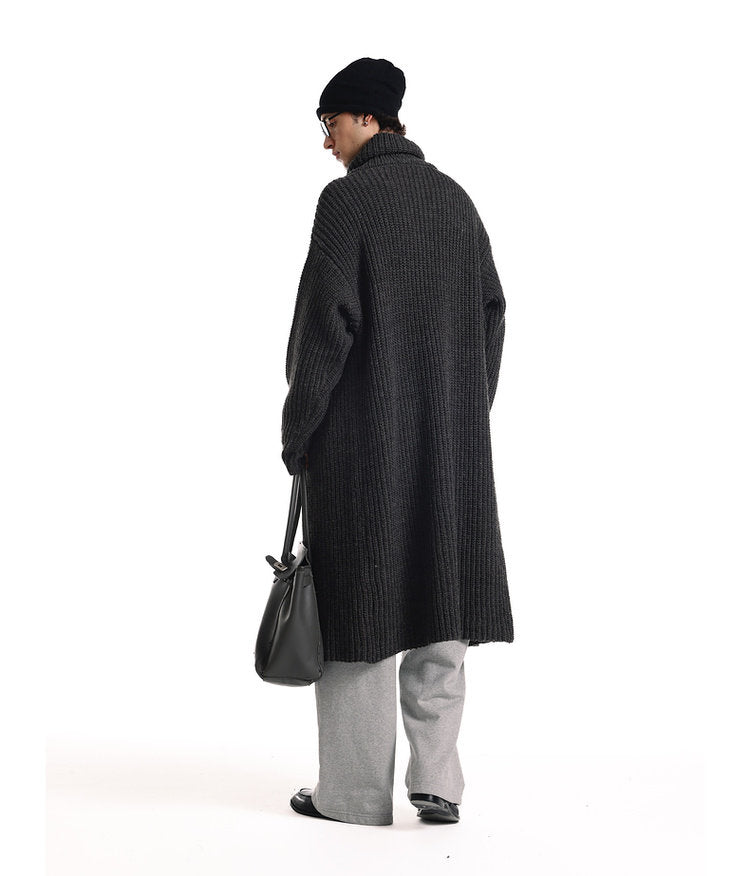 Lapel Long Knit Cardigan