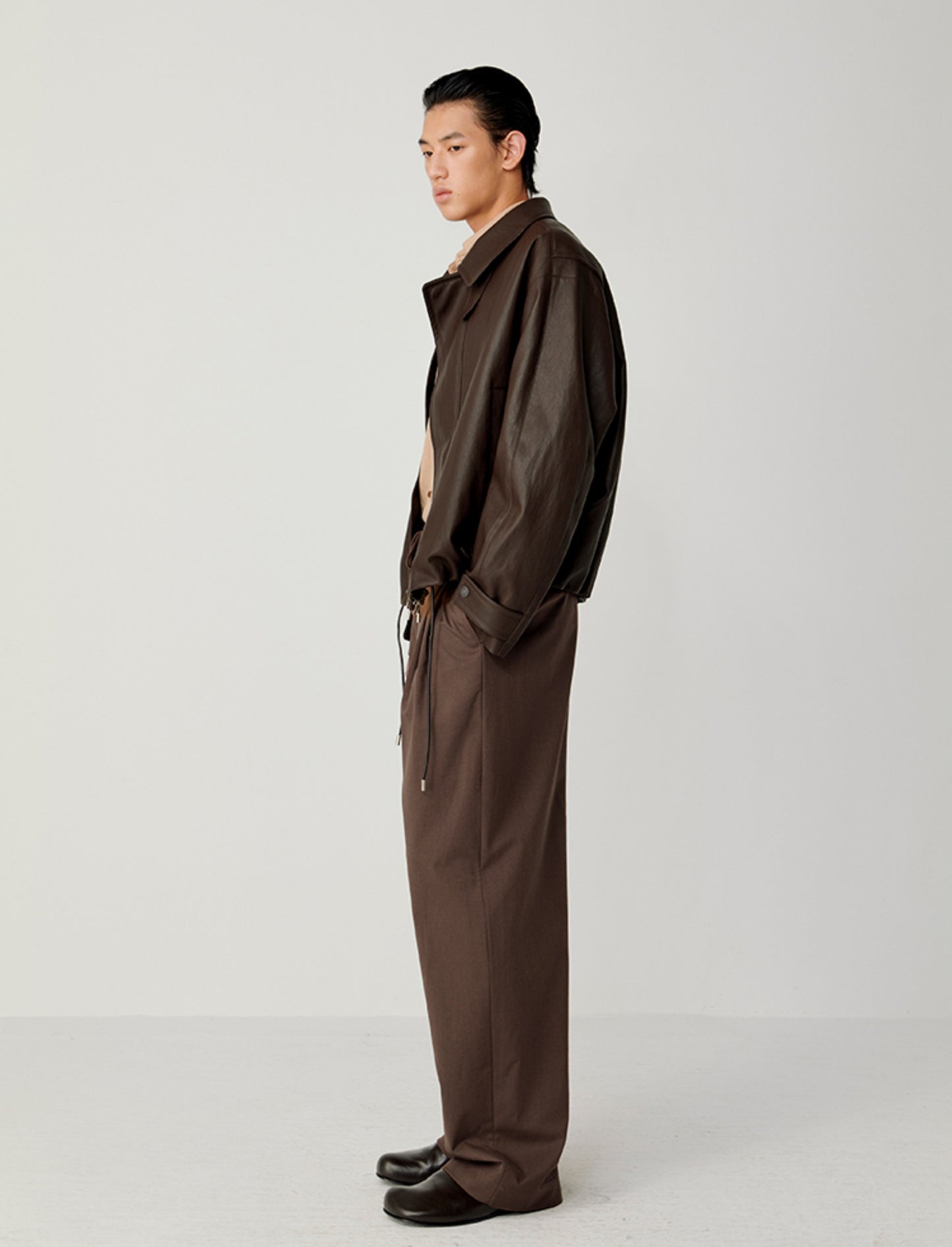 Accordion-Pleated Leather Jacket