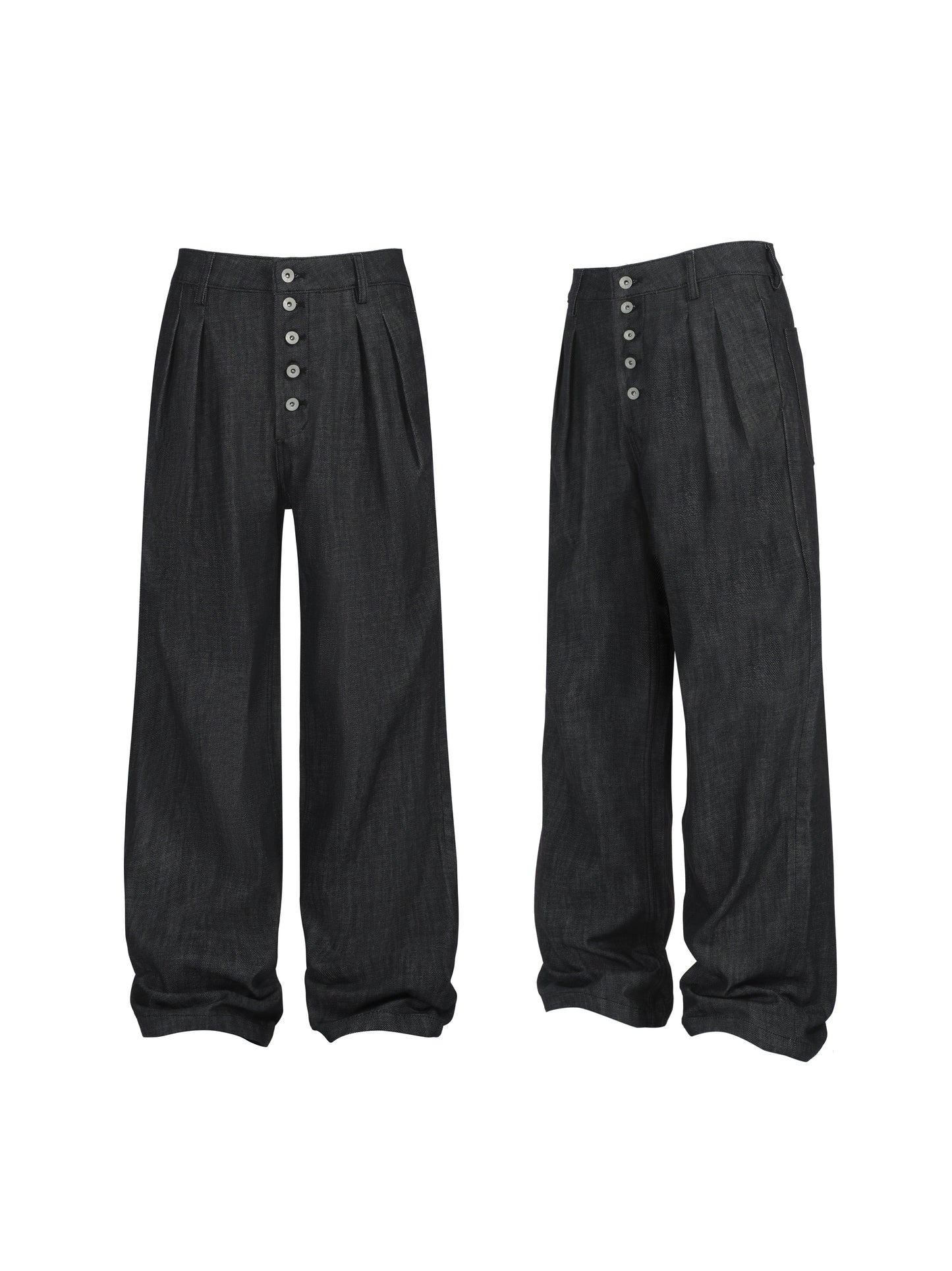 Double-Pleated Denim Pants