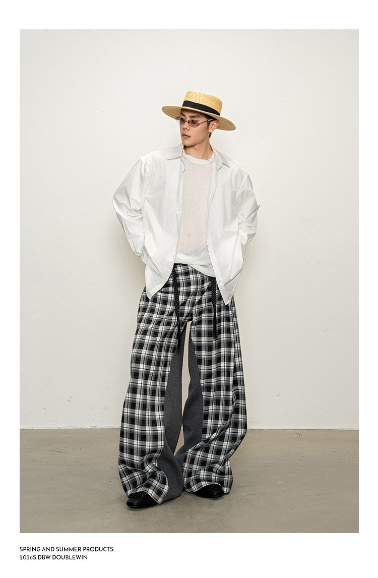 Checkered Patchwork Casual Pants